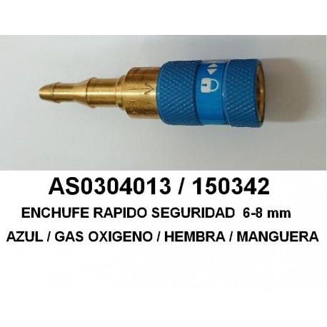 ENCHUFE RAPIDO SEGURIDAD 6/8 GOMA OXIGENO AZUL